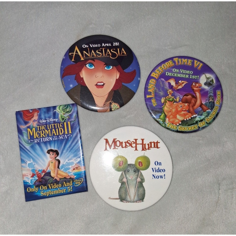 Vintage Movie Promo Pinback Button Lot Anastasia Land Before Time Mouse Hunt